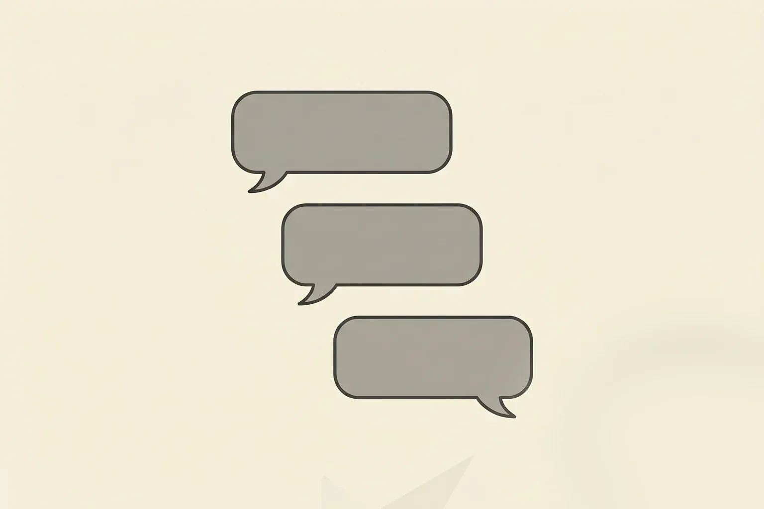 Trois bulles SMS empilées en gris — automatisation des relances SMS pour plombier IDF
